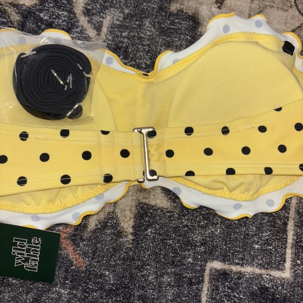 Wild Fable Size Small Polka Dot Black Yellow 2 Piece Bikini - Picture 3 of 4